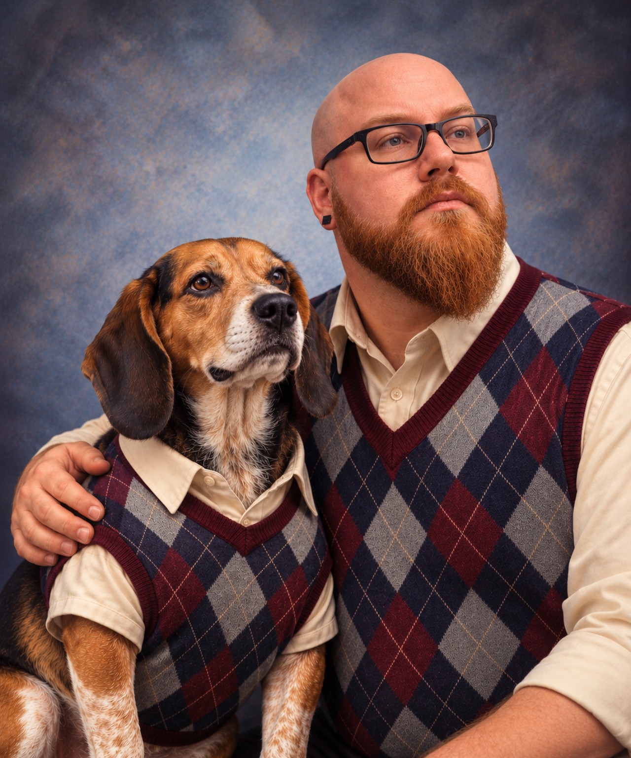 Gary and Memphis together in a studio portrait